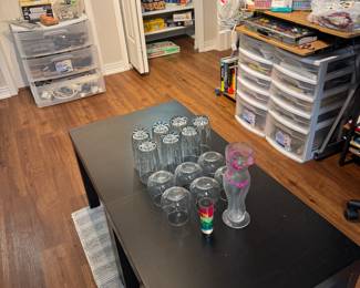  two black end tables