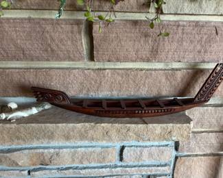 Ron Andrews New Zealand Carved Wood Warrior Canoe