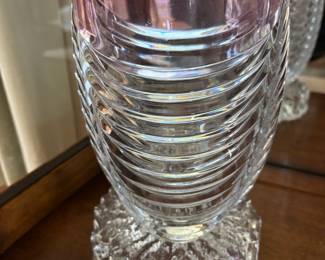 Purple Clear Ombre Ribbed Art Glass Vase