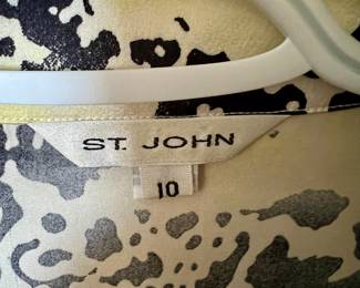 St. John Blouse Yellow Black White Silk Button Up Long Sleeve – Size 10