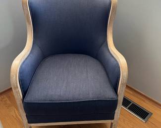 Coastal Style Blue Upholstered Arm Chair