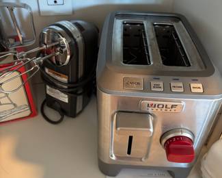Kitchen Aid Hand Mixer, Wolf Gourmet Stainless Steel Wide-Slot Toaster