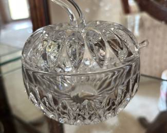 Gorham Crystal Apple Shaped Covered Candy Dish