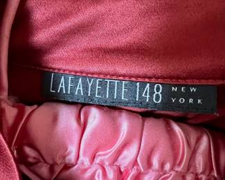 Lafayette 148 Maroon 100% Silk Long Sleeve Blouse