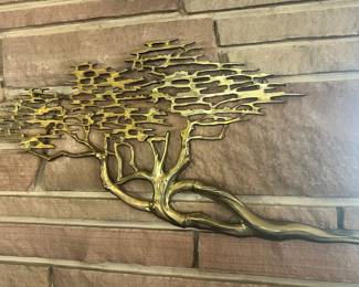 Solid Brass Bonsai Tree Wall Sculpture