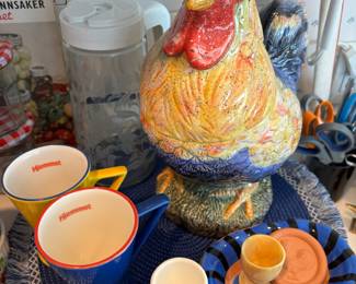 Ceramic Rooster Cookie Jar, Ceramic Cup Egg Holder