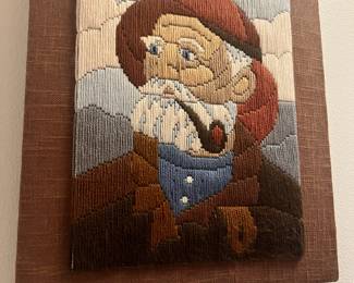 Crewel Embroidery Fisherman Art