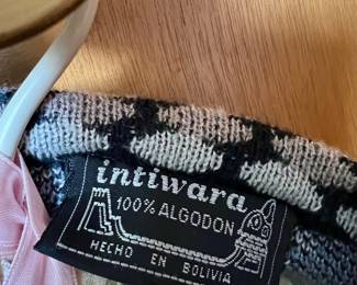 Intiwara 100% Algodon Cotton Blue/Tan Geometric Print Cardigan Sweater – Size Medium