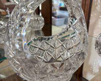Cut Crystal Basket with Starburst Pattern