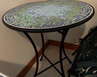 Blue & Green Mosaic Tile Top Bistro Table