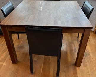 Tiburon Amber Square Dining Table, Set of 4 Gray Leather Upholstered Dining Chairs