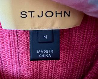 St. John Pink Cable Net Cardigan with Matching Shirt – Size Medium