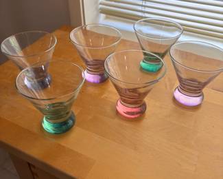 Set of 6 Multicolored Base Martini Glasses