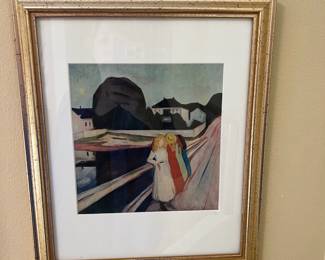 Framed & Matted "Four Girls on a Bridge" Print by Edvard Munch