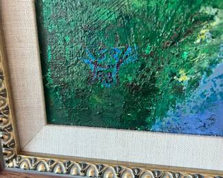 1998 Framed Tree Lined Path Painting Signed SR