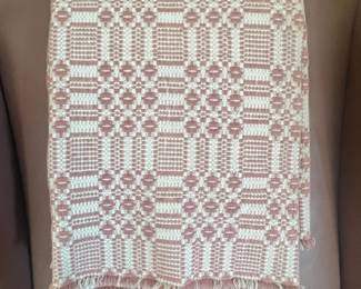 Woven Pink & Cream Throw Blanket