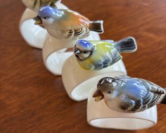 Set of 4 Ceramic Bird Napkin Rings