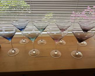 Set of 8 Marquis by Waterford Multicolored Polka Dot Martini Glasses