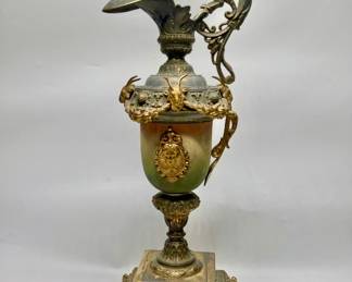 Antique 19th Century 21in Gilded Spelter Ewer