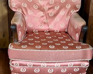 Antique Wood Upholstered Armchair