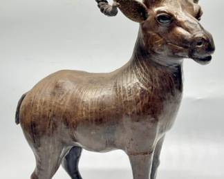 Vintage Wrapped Leather Ram Figurine