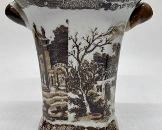 Antique Brown Transferware Vase Made in England
