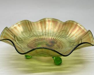 Vintage Carnival Glass Footed Bowl