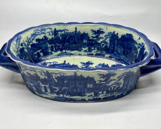 Vtg. Victoria Ware Blue White Stoneware Foot Bath