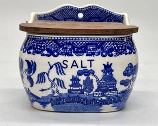 Vintage Blue Willow Transferware Salt Box