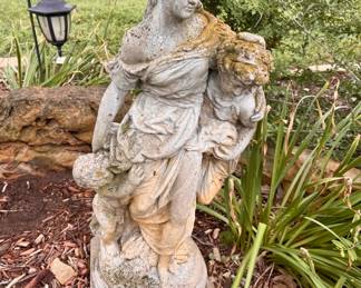 Vintage Concrete Figural Garden Statue 30 in