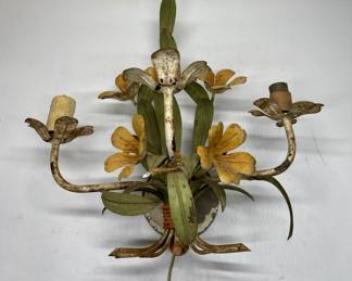 Vintage Italian Tole Flower Wall Sconce