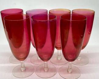 7- Vintage Cranberry Flash-Glass Goblets