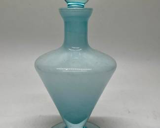 Vintage Blue Art Glass Perfume Decanter Bottle