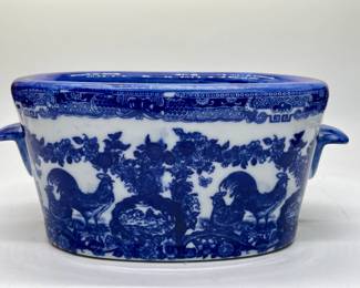 Vintage Blue and White Ceramic Planter