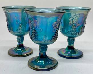 Three Vintage Carnival Glass Goblets