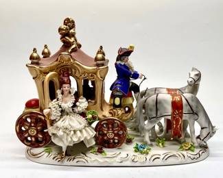 Vintage Porcelain Dresden Lady and Carriage