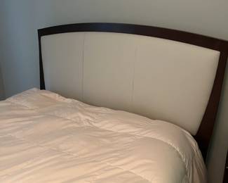 Leather and wood Queen Bed Frame (no mattress)