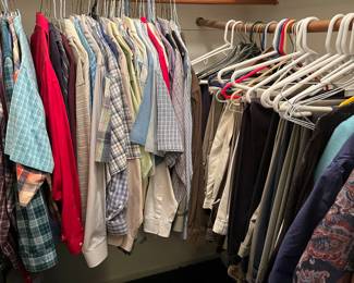 Men’s clothing, pants, shirts suits