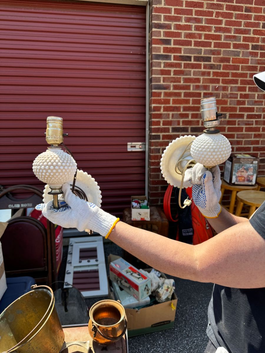 Vintage hobnail glass lamps (2) Mid-20th Century $150
