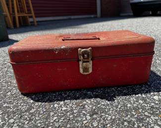 Vintage Red Metal Toolbox $20