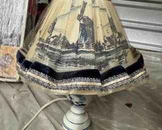 Delftware Hand Painted Lamp w/ windmill scene $50