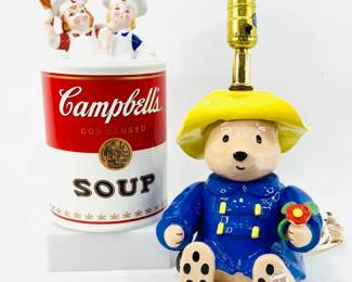 Paddington Bear Ceramic Lamp and Campbell's Soup Cookie Jar