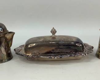 Silver Plated Cream and Sugar and Butterdish