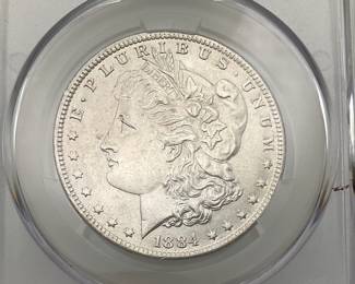 1884-O US Morgan Dollar, CAC AU58