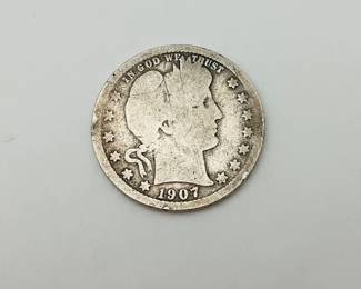 1907-S US Barber Silver 25c