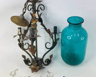 Studio Glass Case, Hollywood Regency Chandelier