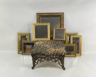 Cast iron Foot Stool with Decorative Mirrors