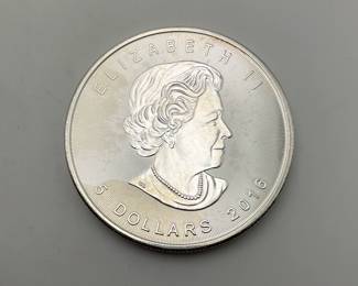 $5 Canadian Maple Leaf 1 Oz Silver Round