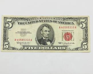 1963 $5 Red Seal Legal Tender Note