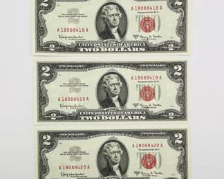 1963 Consecutive $2 Red Seal Notes